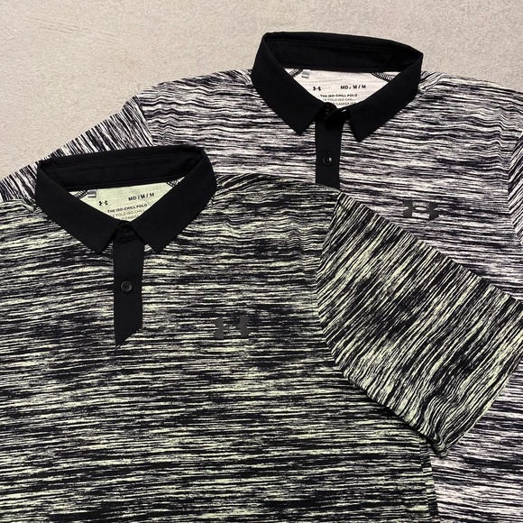 Under Armour Iso Chill Polo Mens Medium Abstract Print Lot Of 2 Golf Performance - Picture 1 of 11